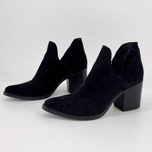 Steve Madden Prezzie Boots Booties Shooties 9.5 Black Suede‎ Cut Outs Boho Artsy